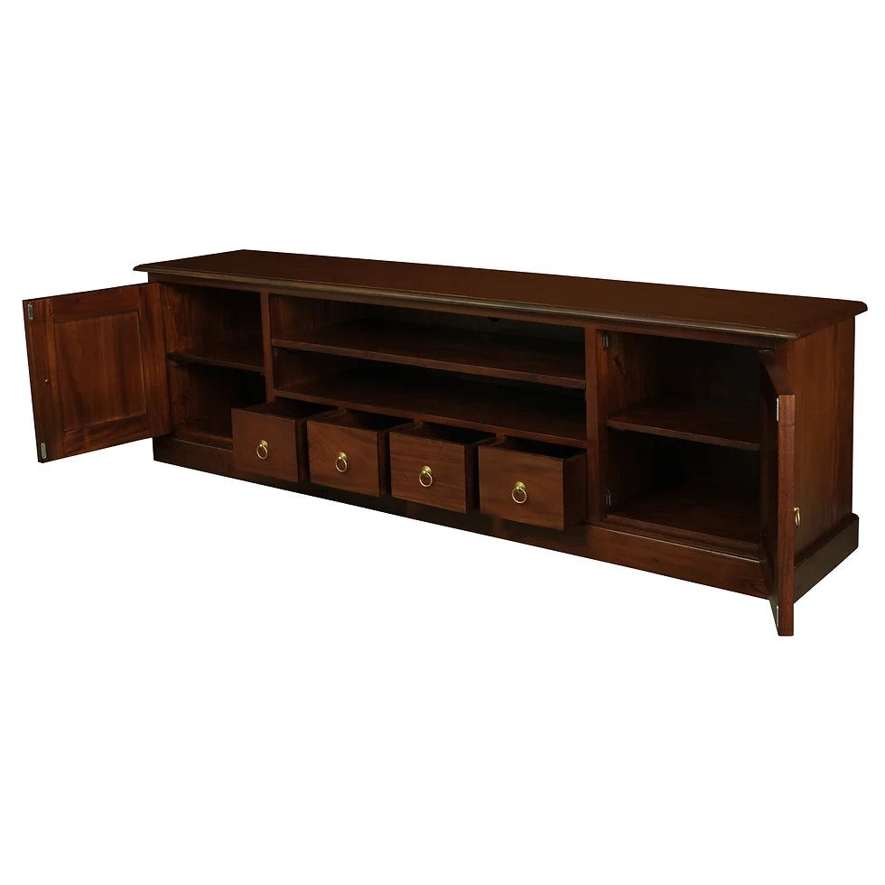 Classic Style 2 Door 4 Drawer Entertainment Unit - Brown