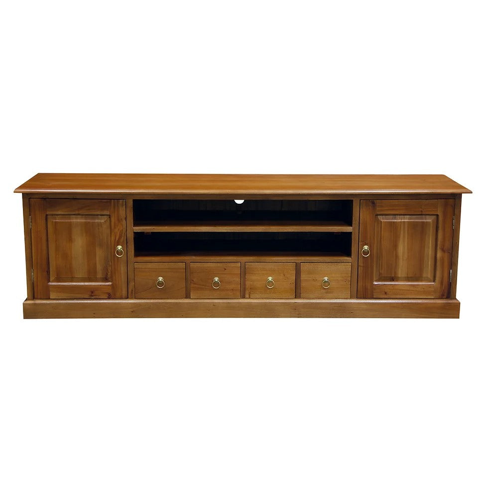 Classic Style 2 Door 4 Drawer Entertainment Unit - Light Brown