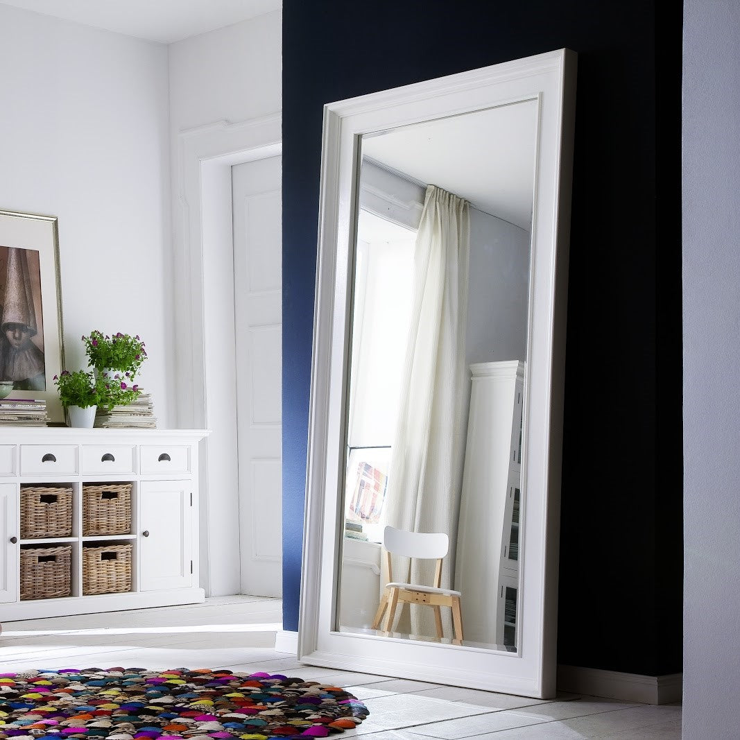 Classic White Mahogany Bevelled Glass Mirror 200cms