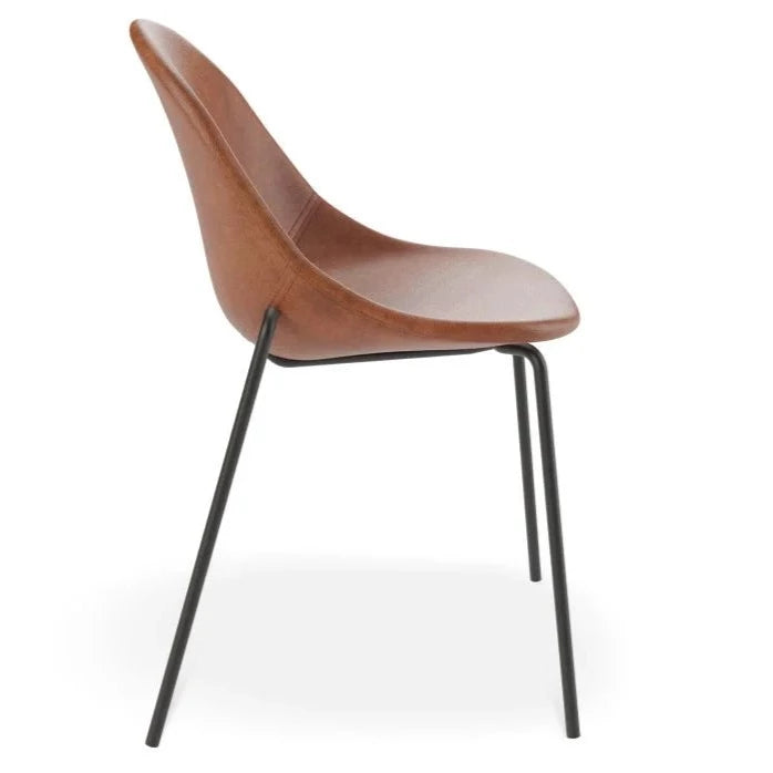 Rustic Vintage Leather Brown Seat 4 Post Base Dining Chair