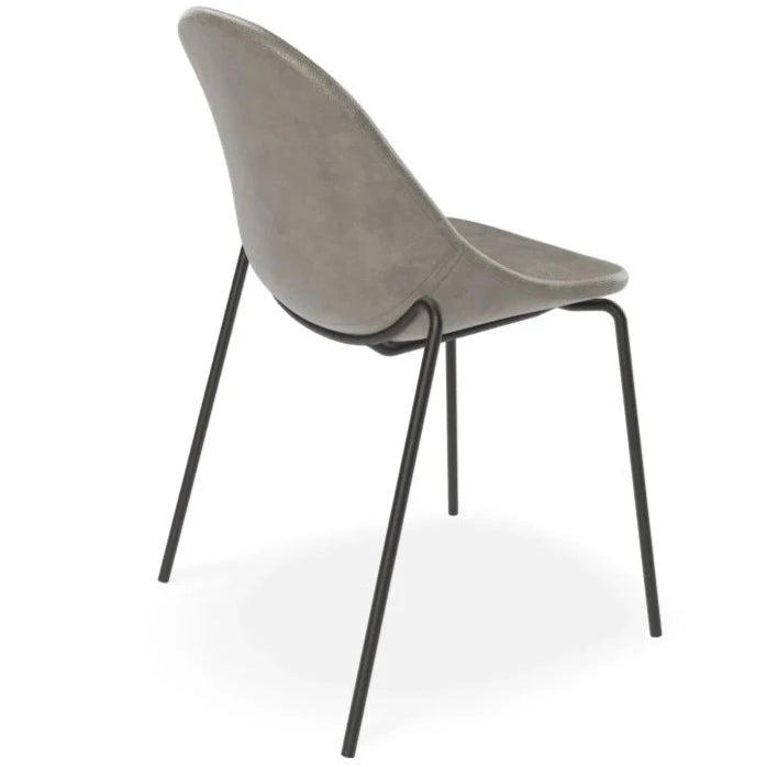 Rustic Vintage Leather Grey Seat 4 Post Base Dining Chair
