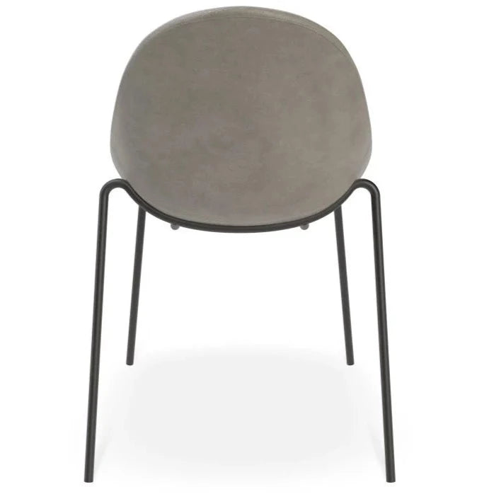 Rustic Vintage Leather Grey Seat 4 Post Base Dining Chair