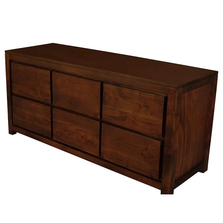 Classic Wooden 6 Drawer Dresser - Brown