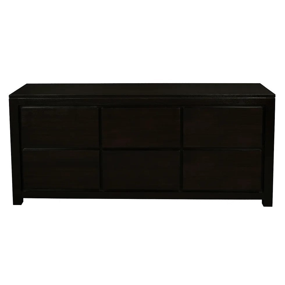 Classic Wooden 6 Drawer Dresser - Dark Brown