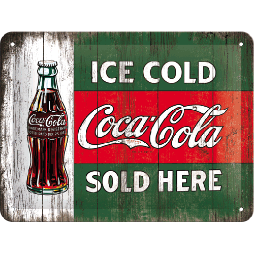 Coca-Cola - Vintage Evergreen - Cold Bottle - Sign Board 15 x 20cm