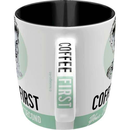 "Coffee First" Ceramic Coffee Mug