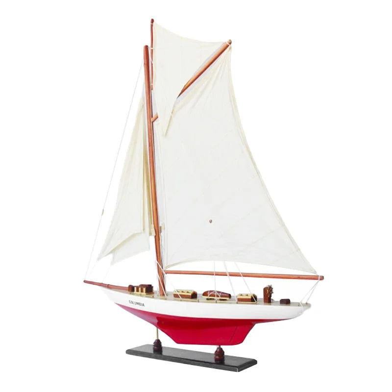 Columbia Yacht 67cms Tall Handmade Model - Red & White