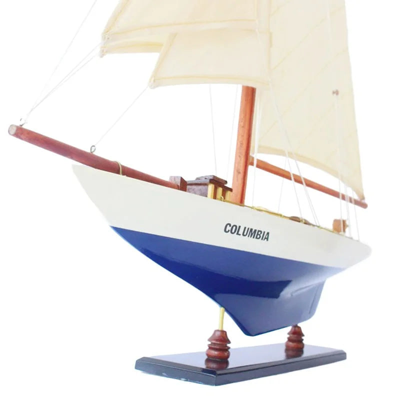 Columbia Yacht 67cms Tall Handmade Model - Blue & White