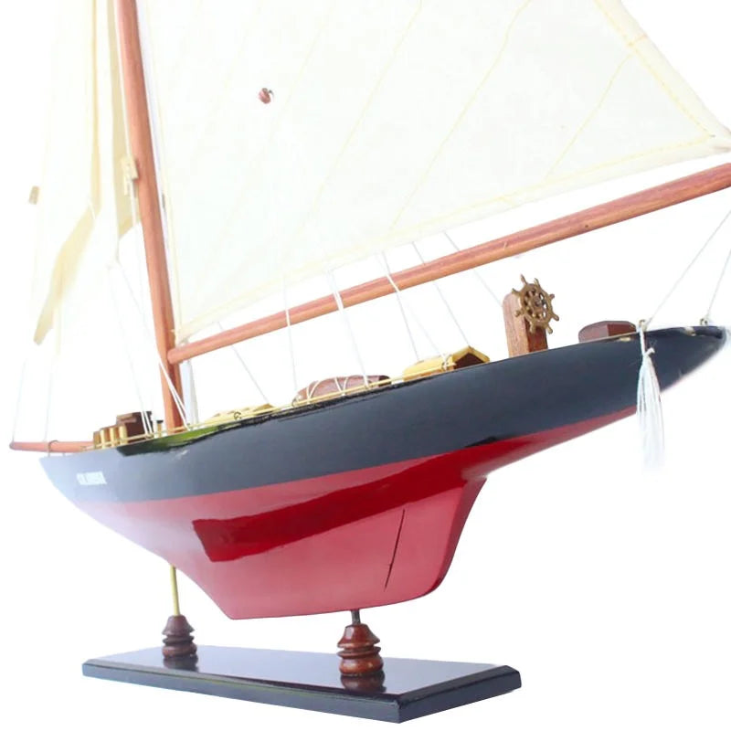 Columbia Yacht 67cms Tall Handmade Model - Red & Black