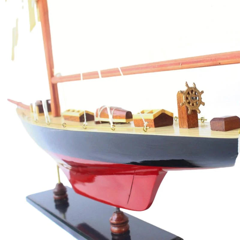 Columbia Yacht 67cms Tall Handmade Model - Red & Black
