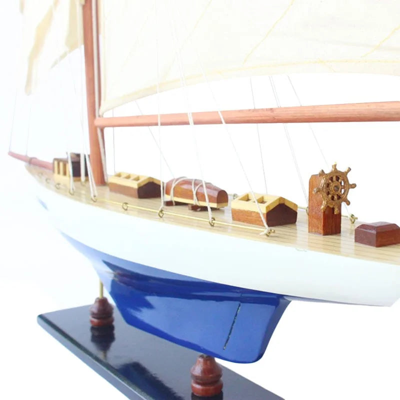 Columbia Yacht 67cms Tall Handmade Model - Blue & White
