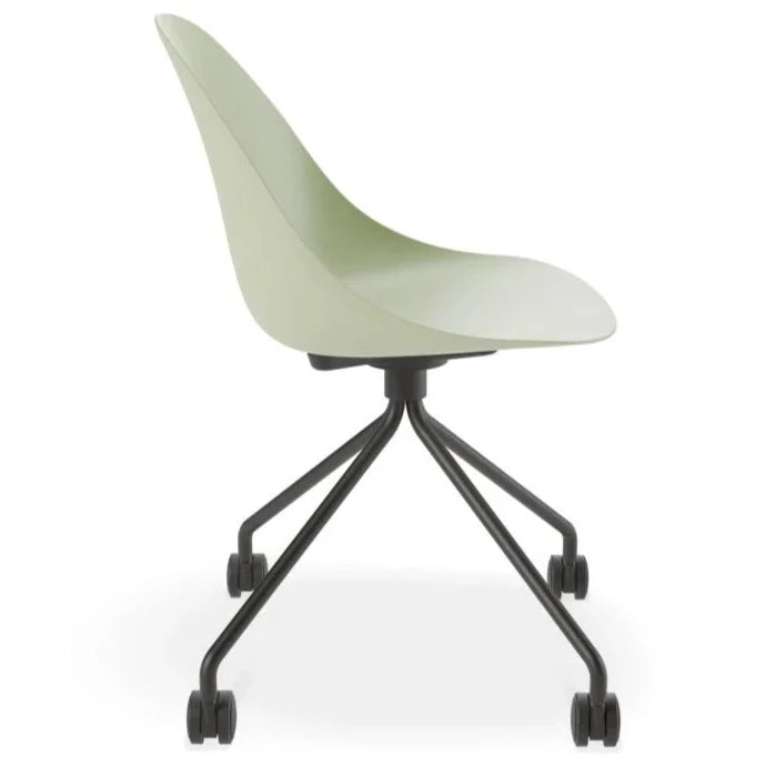 Comfort Dusty Green Shell Pyramid Base with Castors Dining Chair