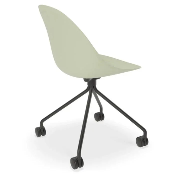 Comfort Dusty Green Shell Pyramid Base with Castors Dining Chair