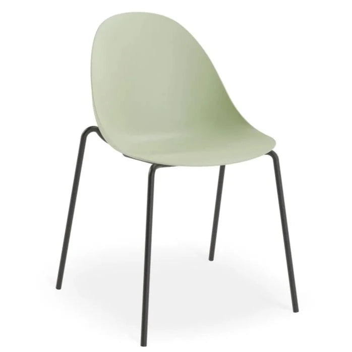 Comfort Dusty Green Shell Seat 4 Post Black Base Dining Chair