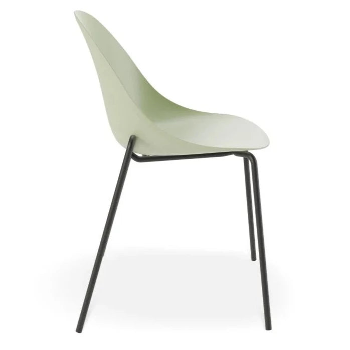 Comfort Dusty Green Shell Seat 4 Post Black Base Dining Chair