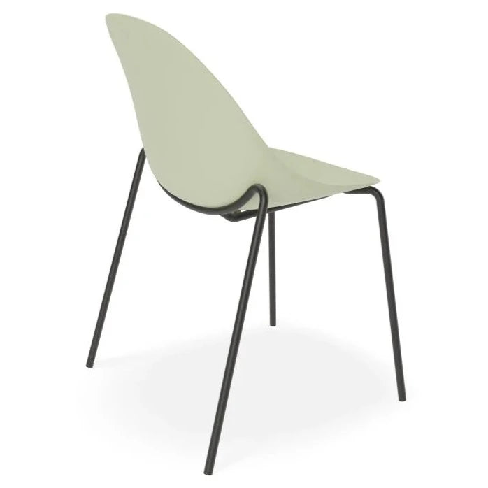 Comfort Dusty Green Shell Seat 4 Post Black Base Dining Chair