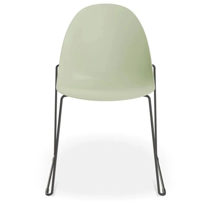 Comfort Dusty Green Shell Sled Base - Black Dining Chair