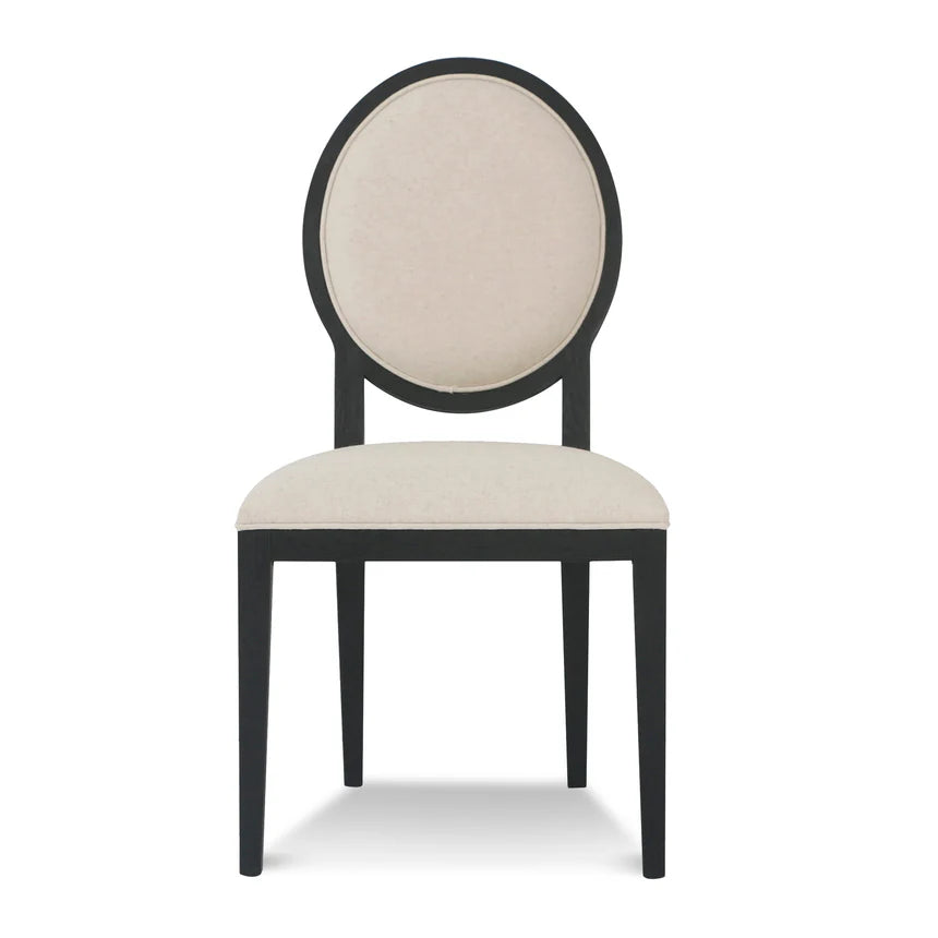 Comfort Light Beige Fabric Dining Chair Set of 2 - Black Frame
