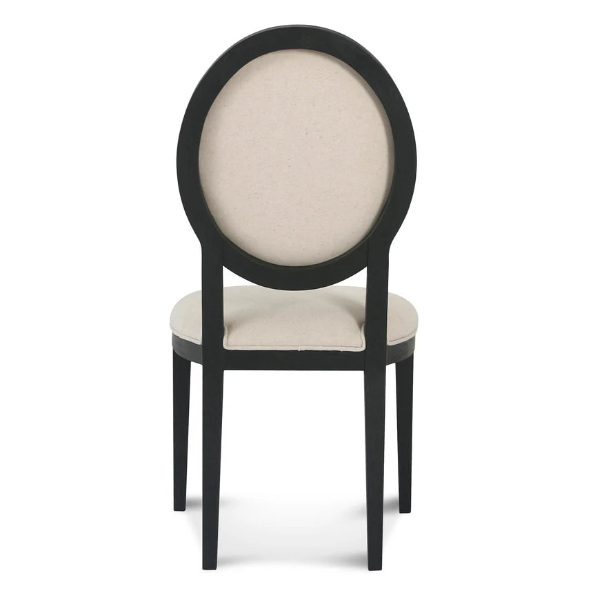 Comfort Light Beige Fabric Dining Chair Set of 2 - Black Frame