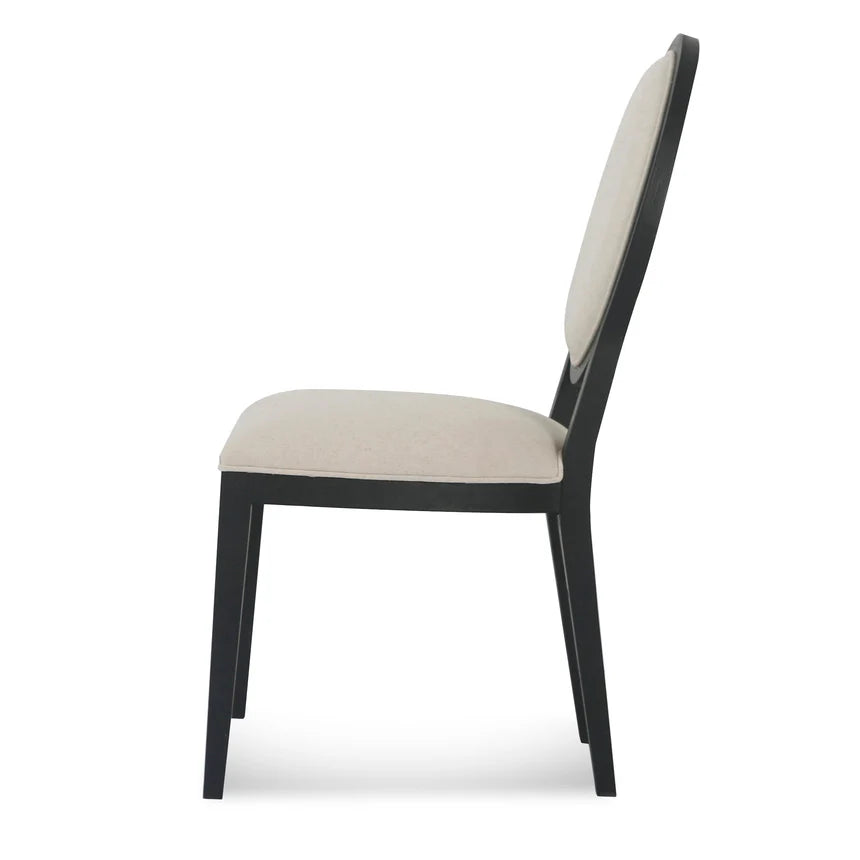 Comfort Light Beige Fabric Dining Chair Set of 2 - Black Frame