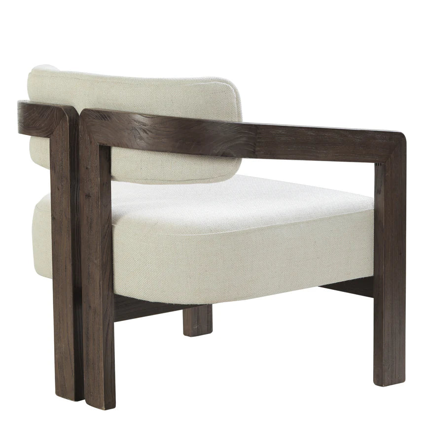 Comfort Stylish Walnut Armchair - Linen