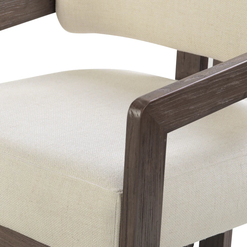 Comfort Stylish Walnut Armchair - Linen