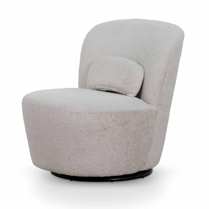 Comfortable Corner Swivel Lounge Chair - Ivory Teddy
