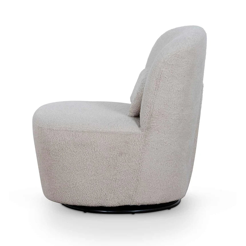 Comfortable Corner Swivel Lounge Chair - Ivory Teddy