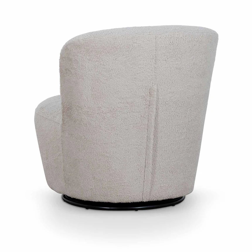 Comfortable Corner Swivel Lounge Chair - Ivory Teddy