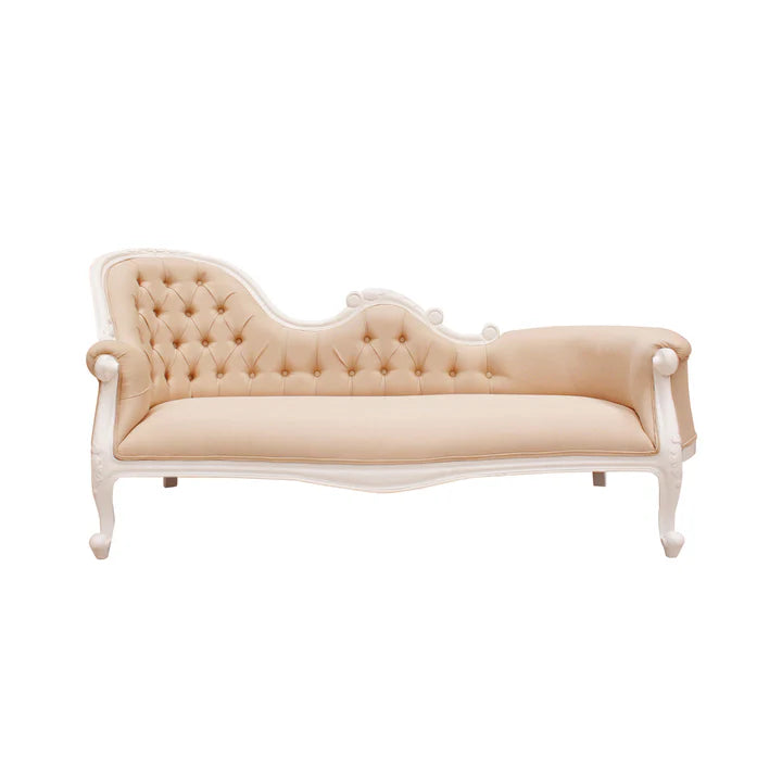 Comfortable Single End Chaise Sofa - Distressed White