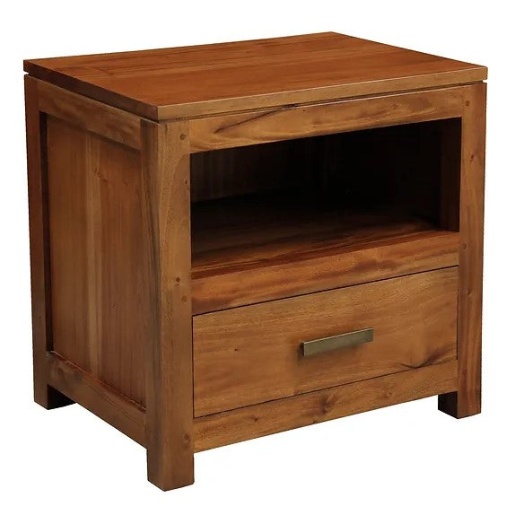 Compact Elegance 1 Drawer Lamp Table - Light Brown