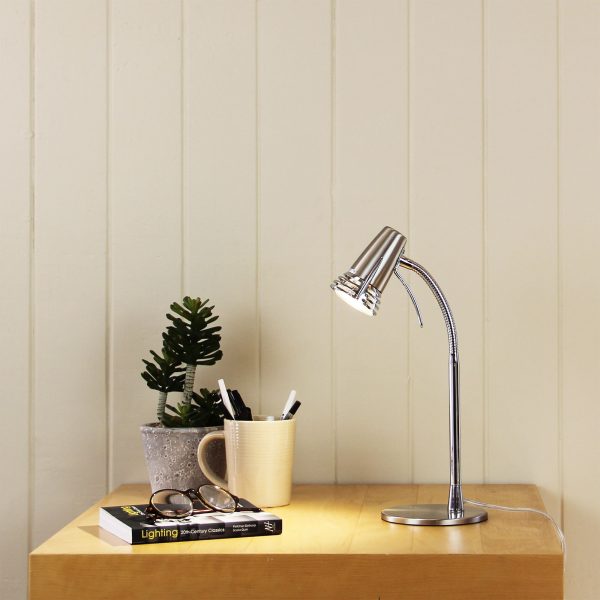 Compact LED Task Brushed Steel Lamp (Available in 3 Colors)
