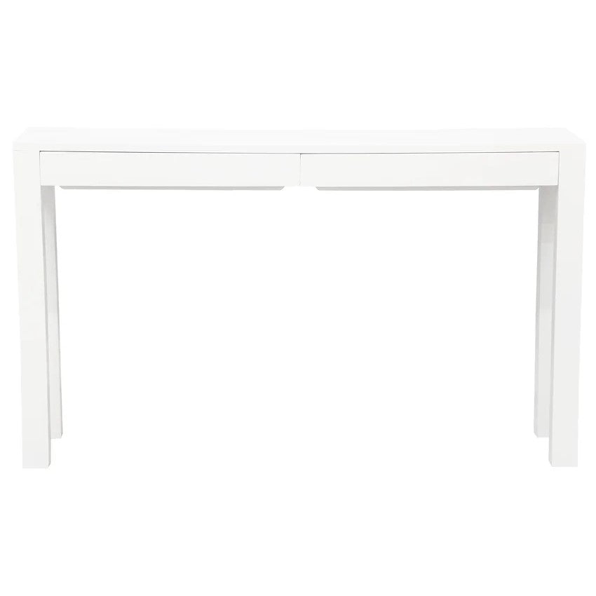 Contemporary 2-Drawer Sofa Table - White