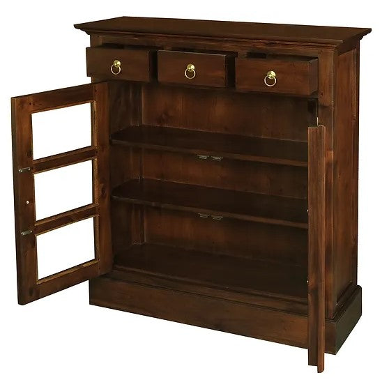 Contemporary 3 Drawer Small Display Cabinet - Brown