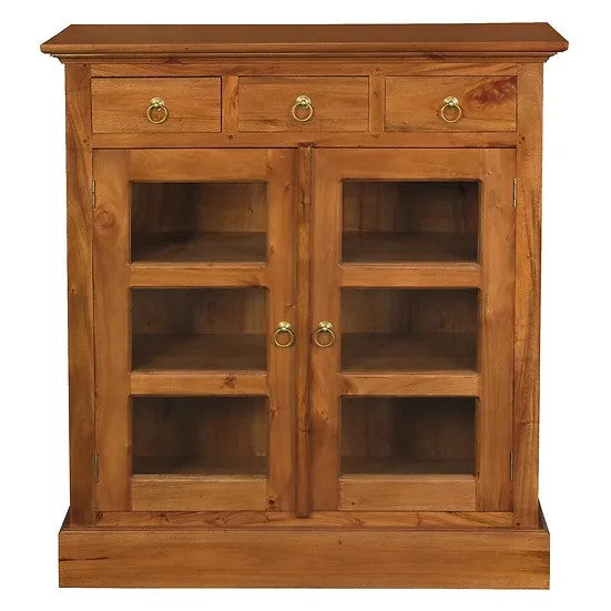 Contemporary 3 Drawer Small Display Cabinet - Light Brown