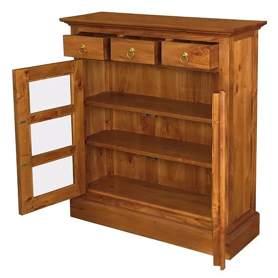Contemporary 3 Drawer Small Display Cabinet - Light Brown