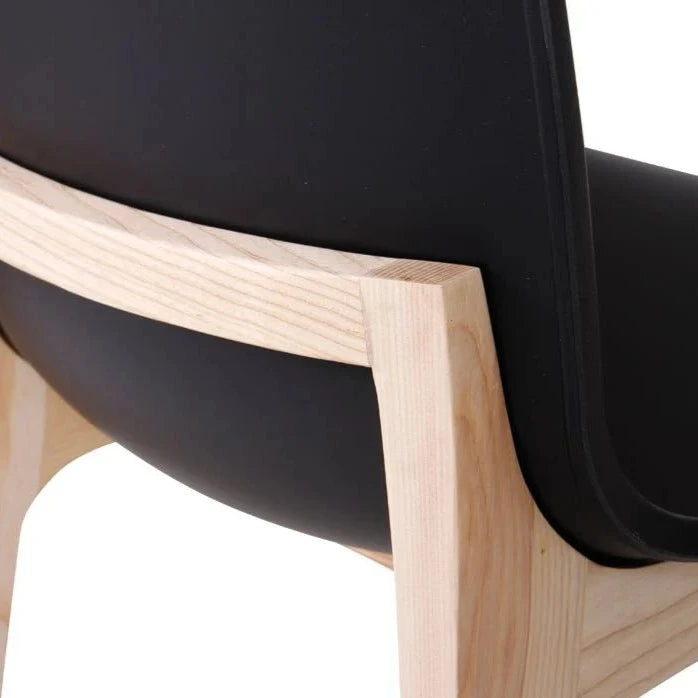 Contemporary Black Shell Wood Stool (Available in 2 Sizes)