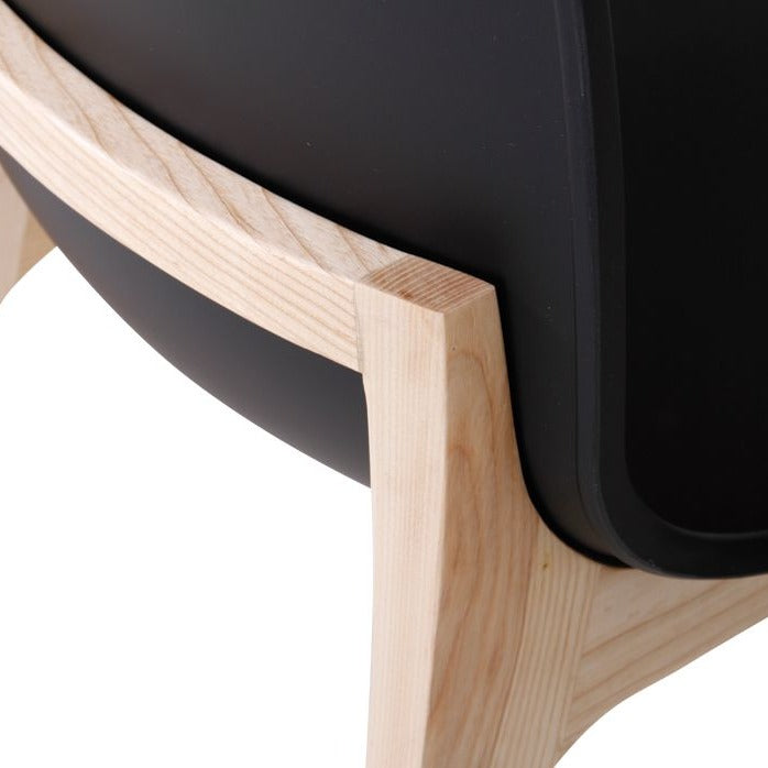 Contemporary Black Shell Wood Stool (Available in 2 Sizes)