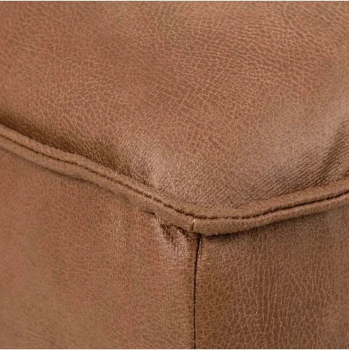 Contemporary Style Enzo Leather Mix Ottoman - Tan