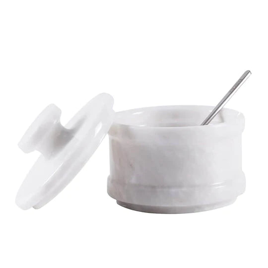 Crafted Marble Salt Cellar with Spoon - Available in 2 Colors