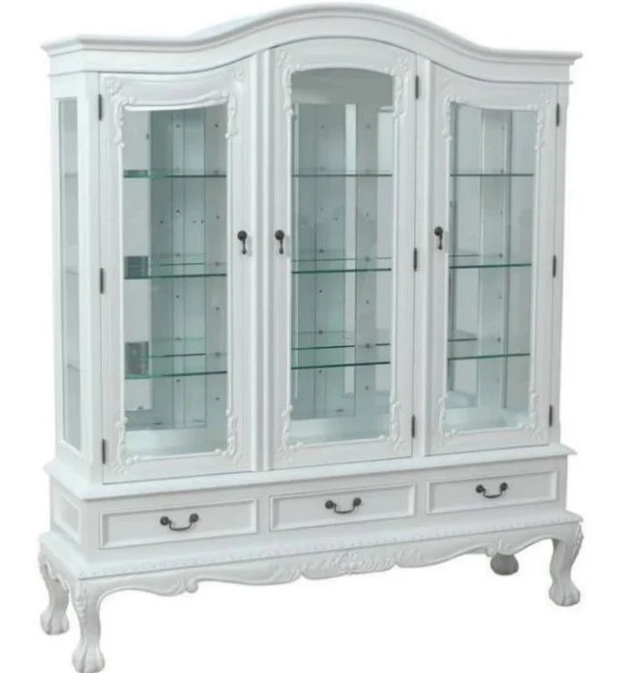 Craftsmanship Chippendale Glass Display Cabinet - White