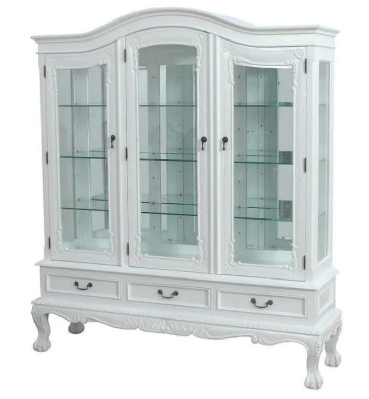 Craftsmanship Chippendale Glass Display Cabinet - White