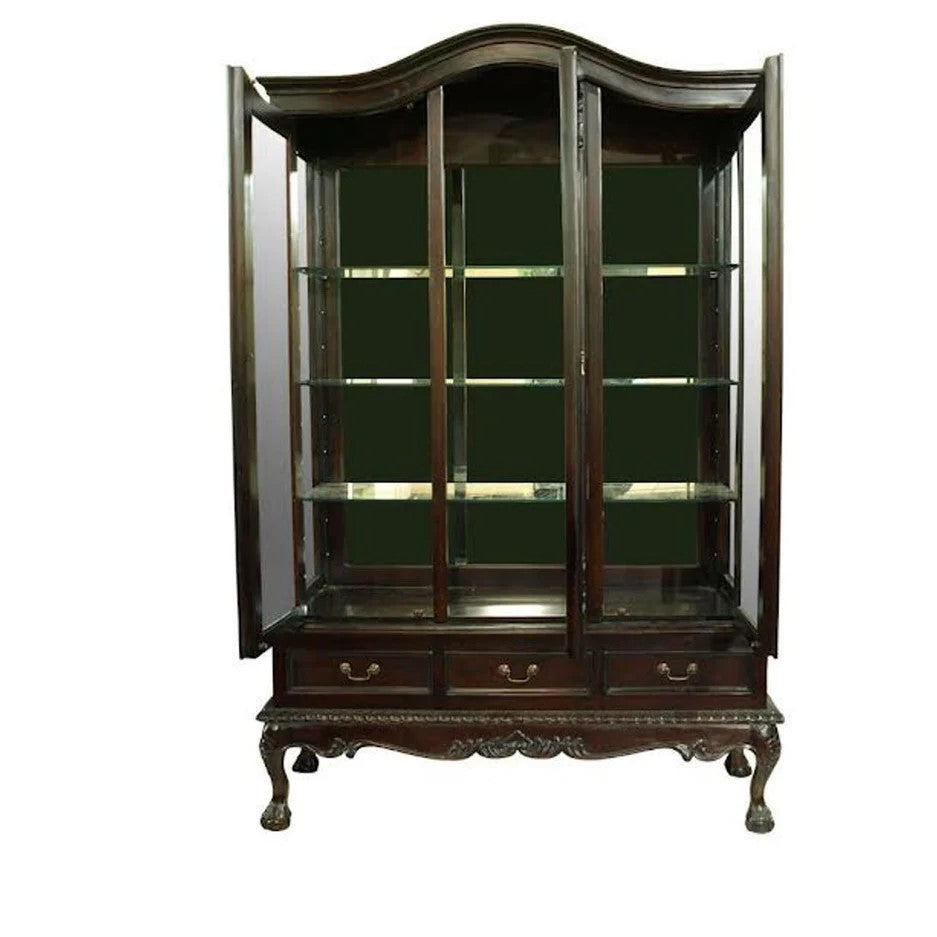 Craftsmanship Chippendale Glass Display Cabinet - Dark Mahogany