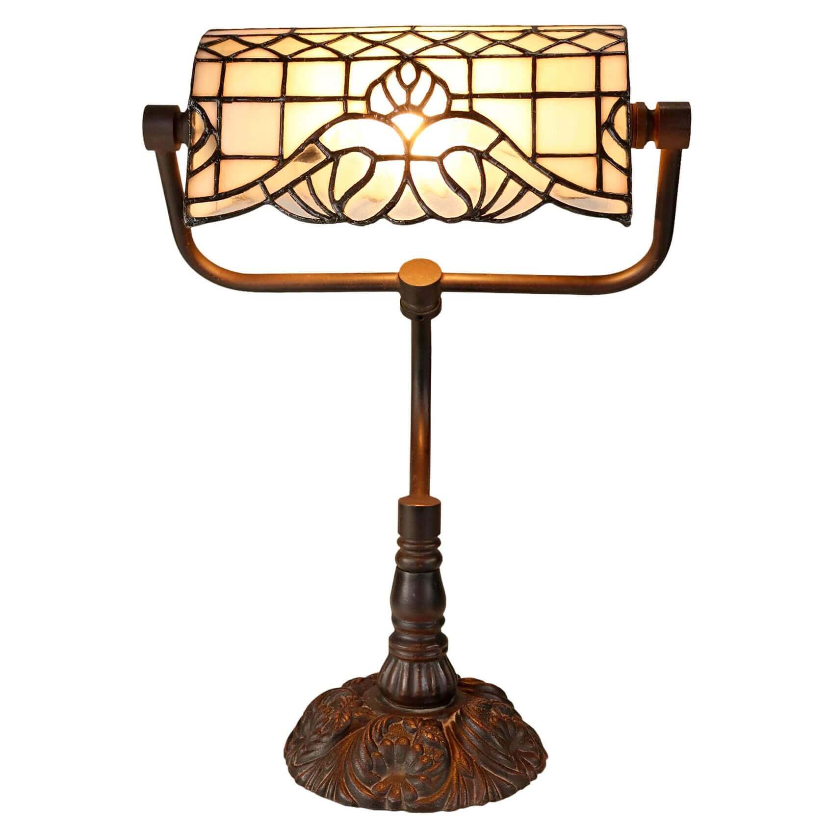 Creamy Tiffany Stained Glass Half Cylindrical Shade Table Lamp