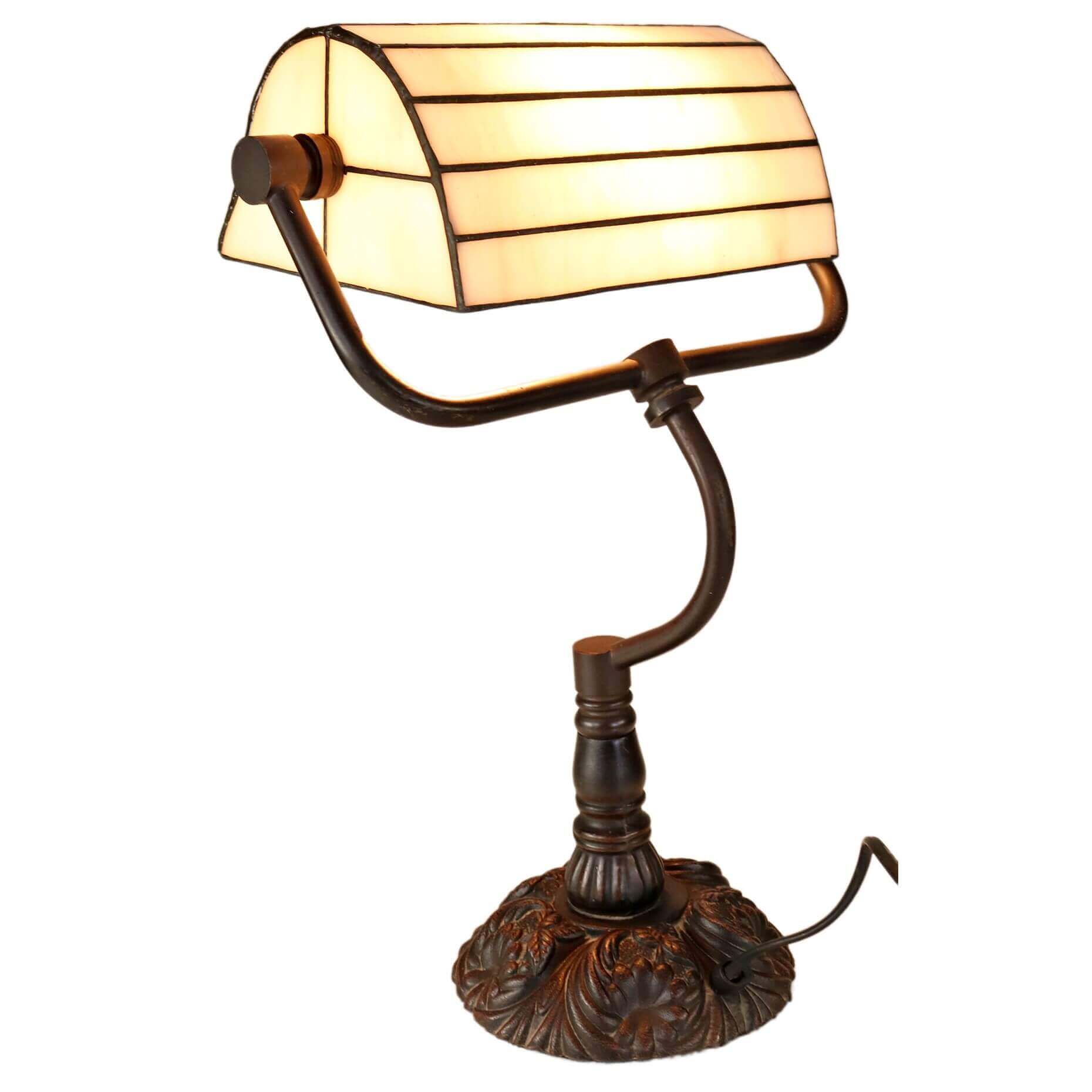 Creamy Tiffany Stained Glass Half Cylindrical Shade Table Lamp