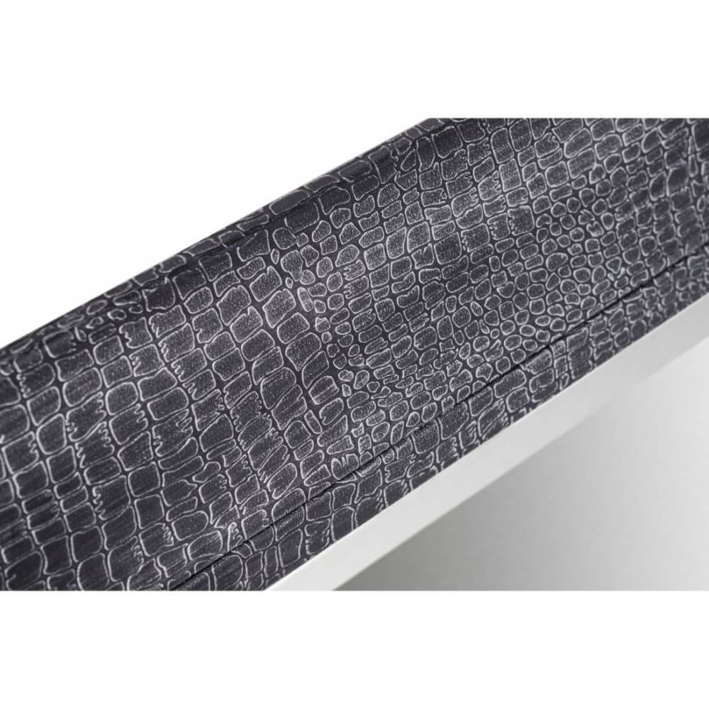 Croc Pattern Black Silver Metal Frame Square Wall Mirror