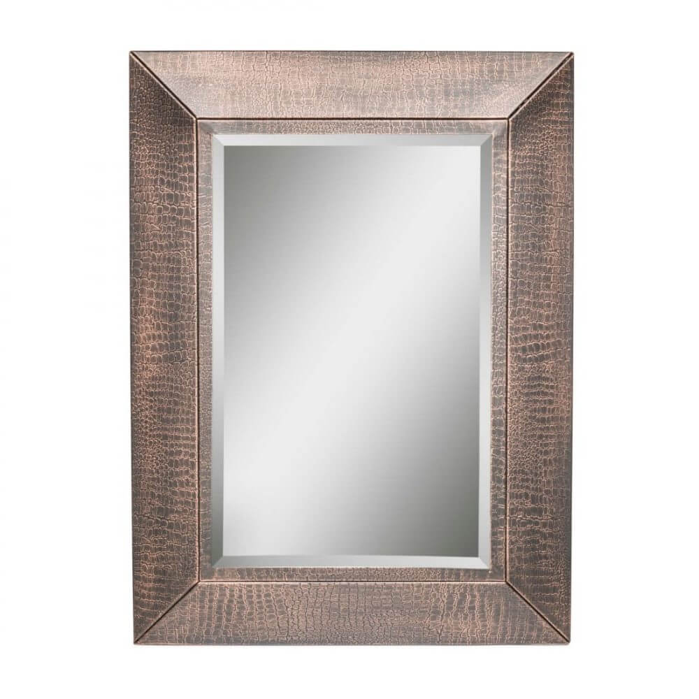 Croc Pattern Copper Finish Metal Frame Wall Mirror