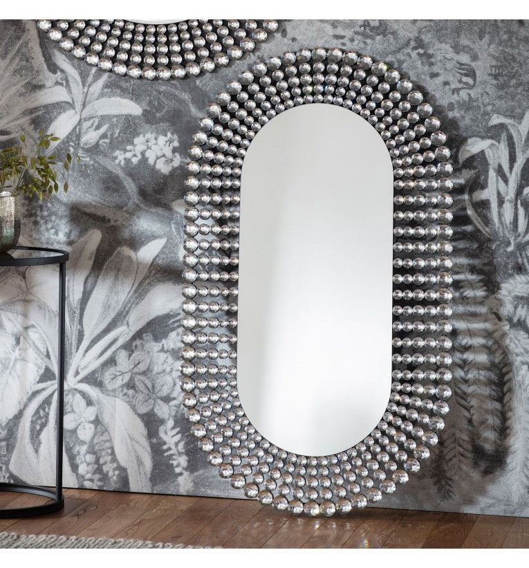 Crystal Brilliance In Glamourous Oval Mirror