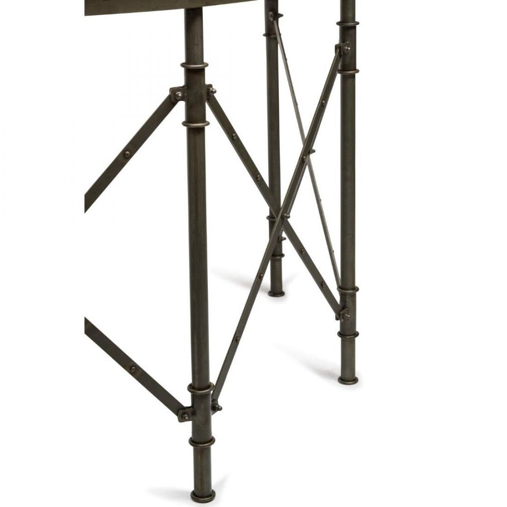 Curve Shaped Antique Grey Marble Top Console Table