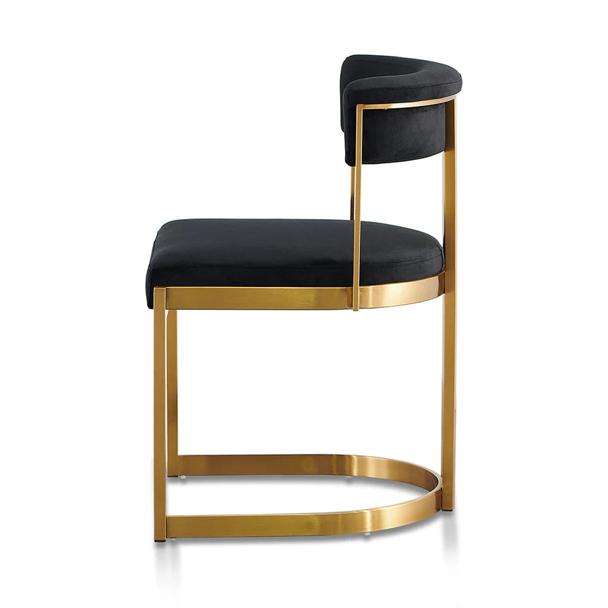 Cushioned Metal Dining Chair - Black